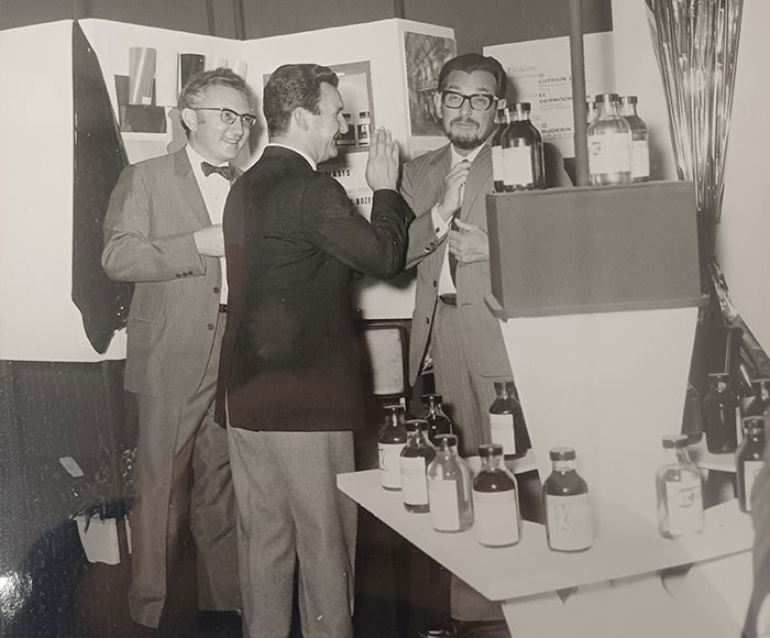 Mario Maraviglia, fondatore, alla Semaine Internationale de Cuir, a Parigi nel 1969.